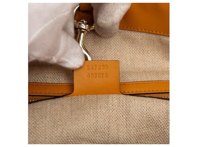 Gucci Mittelgroße braune Canvas-Tasche Beige - Ansicht 7
