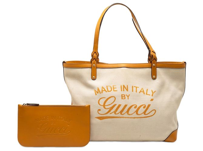 Gucci Mittelgroße braune Canvas-Tasche Beige - Ansicht 9