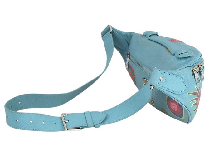Bumbag Marsupio Maxi Taurillon Faces in blu Yayoi Kusama di Louis Vuitton Blu chiaro - vista 2