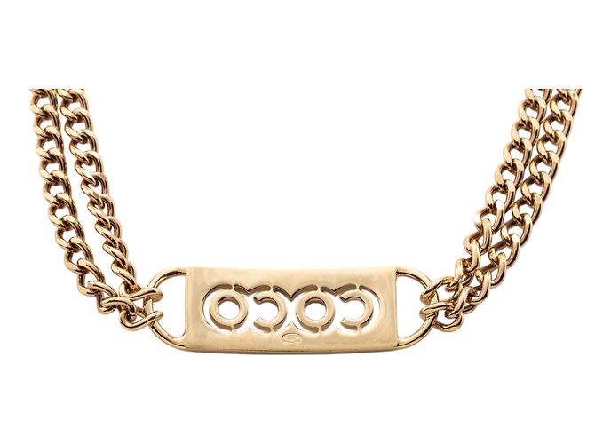 Doppelkette mit Coco-Strass CC vergoldet von Chanel Golden - Ansicht 2