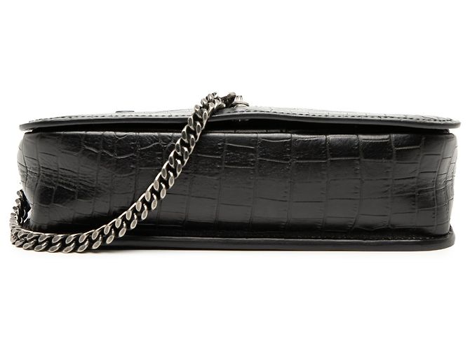 Borsa messenger Charlotte in pelle nera con stampa coccodrillo media di Saint Laurent - vista 3