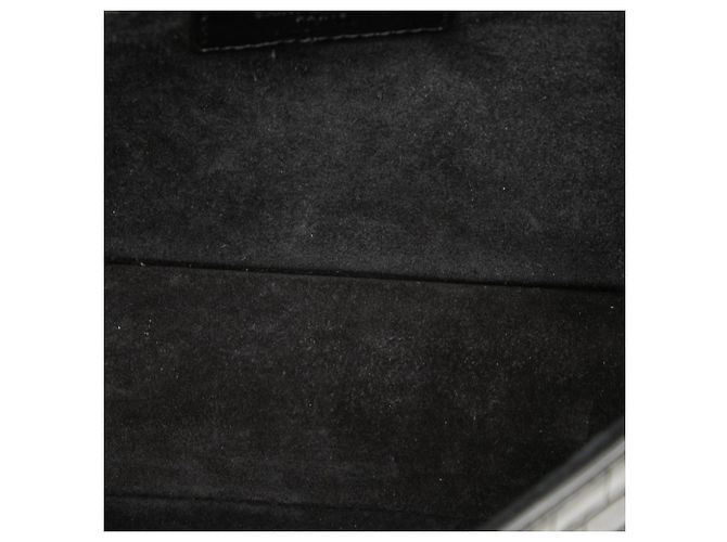 Borsa messenger Charlotte in pelle nera con stampa coccodrillo media di Saint Laurent - vista 4