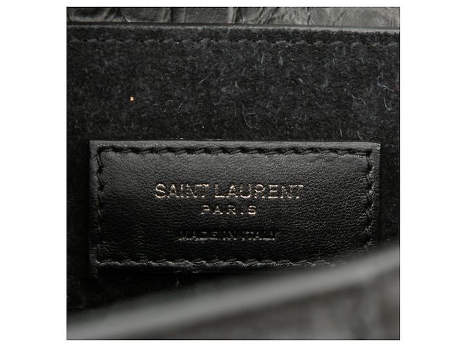 Borsa messenger Charlotte in pelle nera con stampa coccodrillo media di Saint Laurent - vista 5