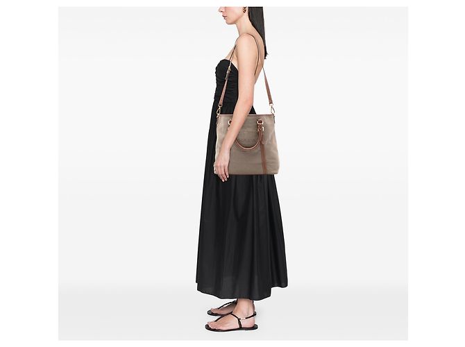 Bolsa de lona bege Canapa com logo Prada - vista 6