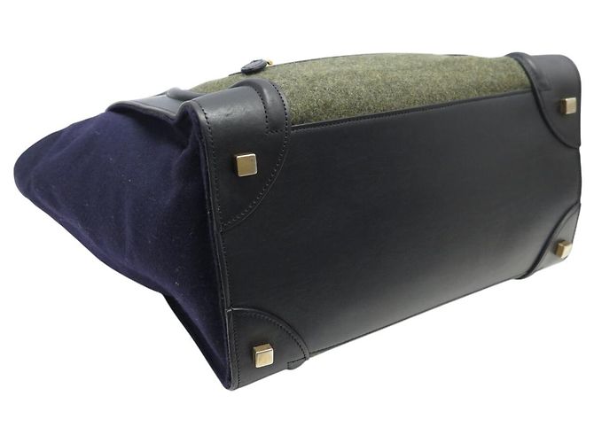 Céline BORSA CELINE LUGGAGE MEDIA PELLE CAMOSCIO NERO BLU VERDE Multicolore - vista 5