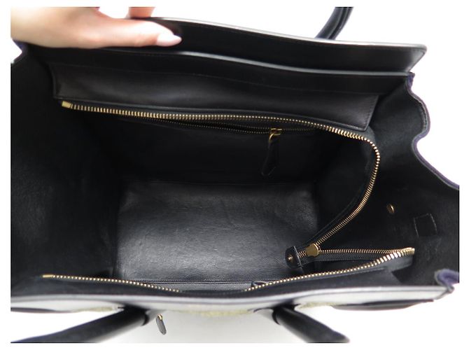 Céline BORSA CELINE LUGGAGE MEDIA PELLE CAMOSCIO NERO BLU VERDE Multicolore - vista 9