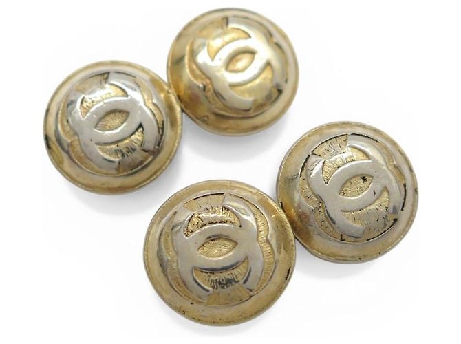 VINTAGE CHANEL CC LOGO RUNDE GOLDENE MANCHETTENKNÖPFE - Ansicht 2