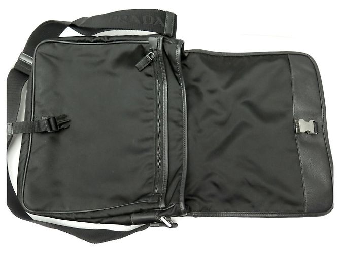 BAG MESSENGER PRADA LOGO NYLON BORSO A TRACOLLA Nero - vista 10