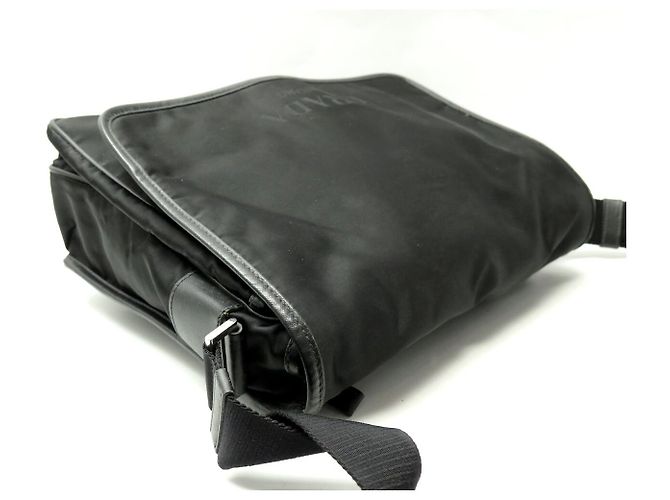 BAG MESSENGER PRADA LOGO NYLON BORSO A TRACOLLA Nero - vista 4
