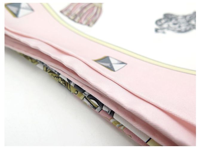 Hermès FULAR DI SETA VINTAGE HERMES LES CLES CATY LATHAM 90 ROSA - vista 13