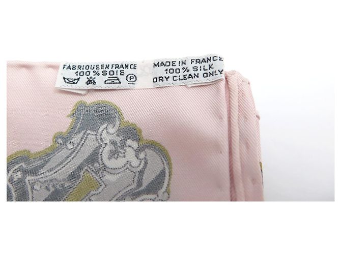 Hermès FULAR DI SETA VINTAGE HERMES LES CLES CATY LATHAM 90 ROSA - vista 14