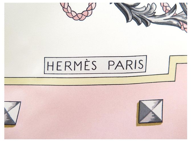 Hermès FULAR DI SETA VINTAGE HERMES LES CLES CATY LATHAM 90 ROSA - vista 6