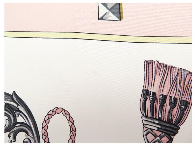 Hermès FULAR DI SETA VINTAGE HERMES LES CLES CATY LATHAM 90 ROSA - vista 8