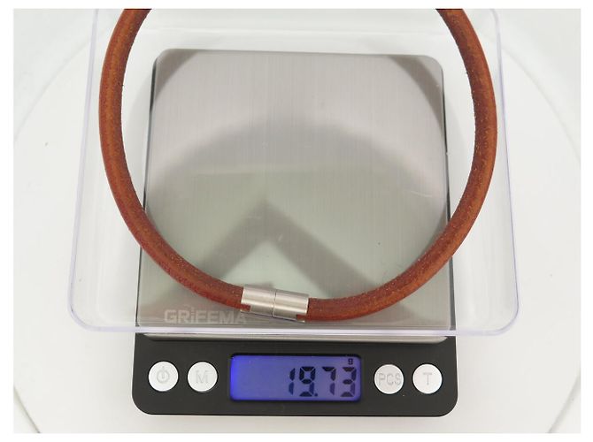 Hermès NEUE HERMES CHOKER-HALSKETTE AUS GEBRUSHED STAHL MIT LEDERKORD Braun - Ansicht 9