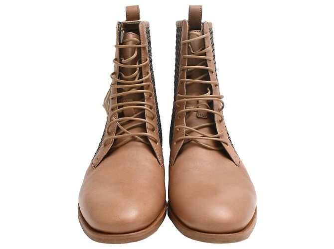 Botines de cuero marrón con cuentas de Brunello Cucinelli Castaño Roja - vista 2