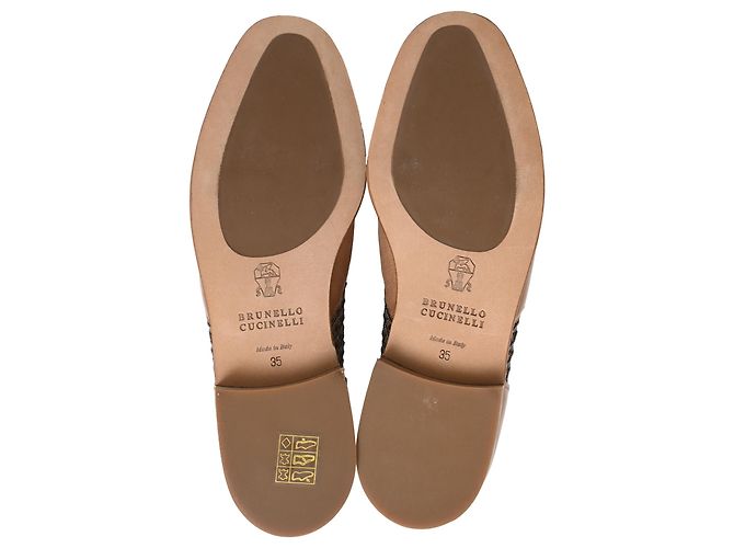 Botines de cuero marrón con cuentas de Brunello Cucinelli Castaño Roja - vista 6