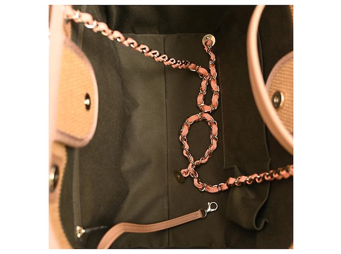 Timeless Borsa da shopping grande Deauville a righe in rafia marrone di Chanel - vista 6