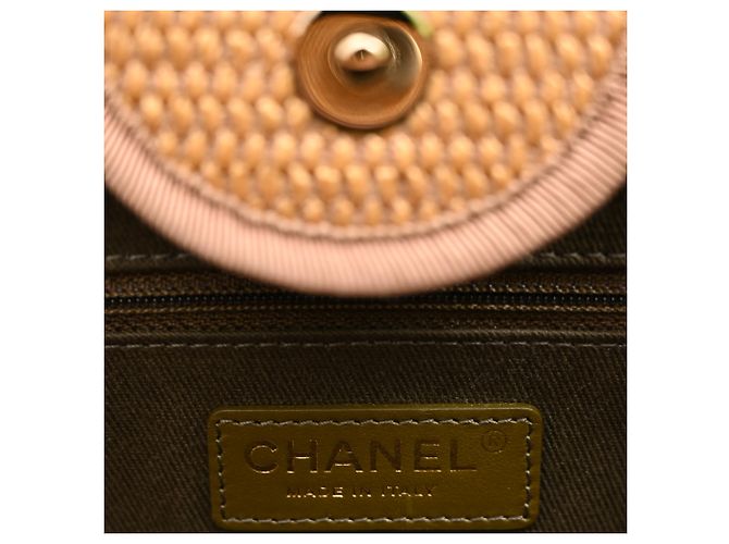 Timeless Borsa da shopping grande Deauville a righe in rafia marrone di Chanel - vista 7