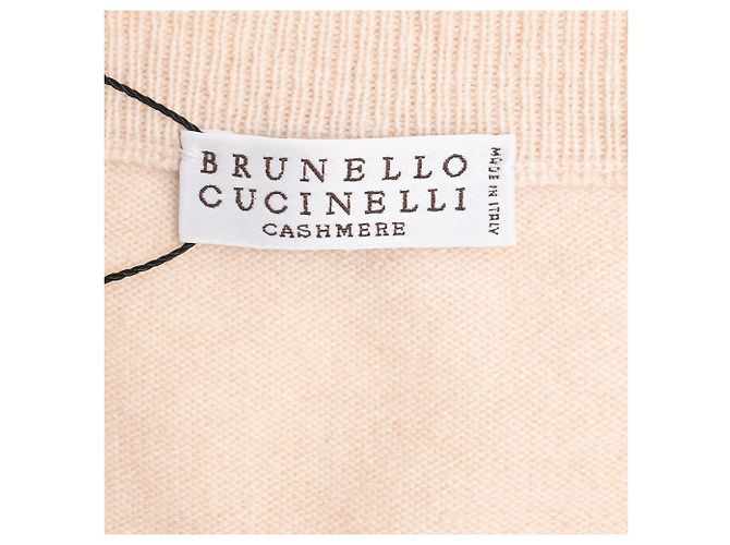Suéter de cashmere nude com decote em V e padrão de Brunello Cucinelli Marrom Carne - vista 5
