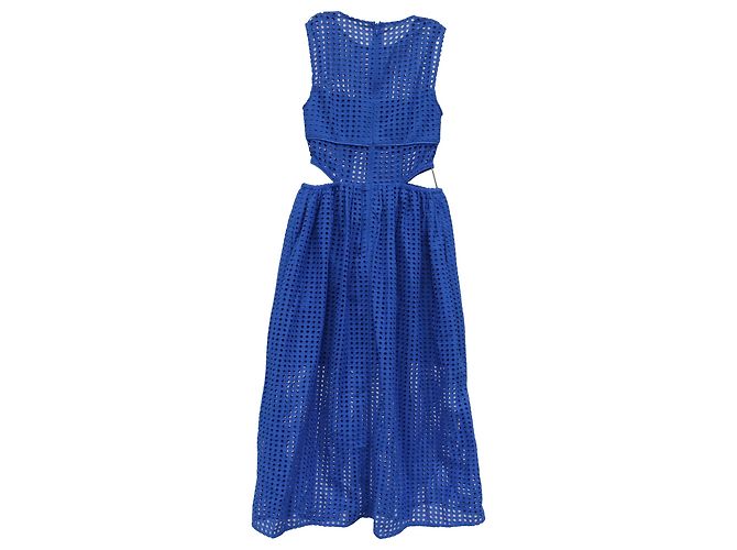 Self portrait Abito midi in cotone blu con ritagli in broderie anglaise Self-Portrait - vista 3