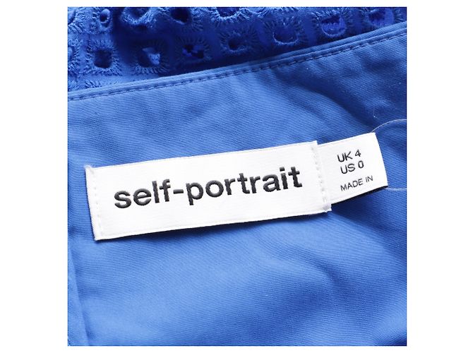 Self portrait Abito midi in cotone blu con ritagli in broderie anglaise Self-Portrait - vista 4