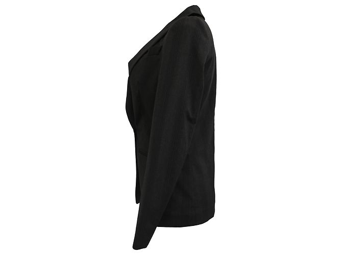 Blazer Rayé Brunello Cucinelli avec Poches en Laine Noire - vue 2