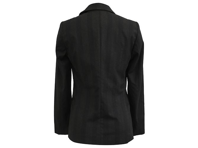 Blazer Rayé Brunello Cucinelli avec Poches en Laine Noire - vue 3