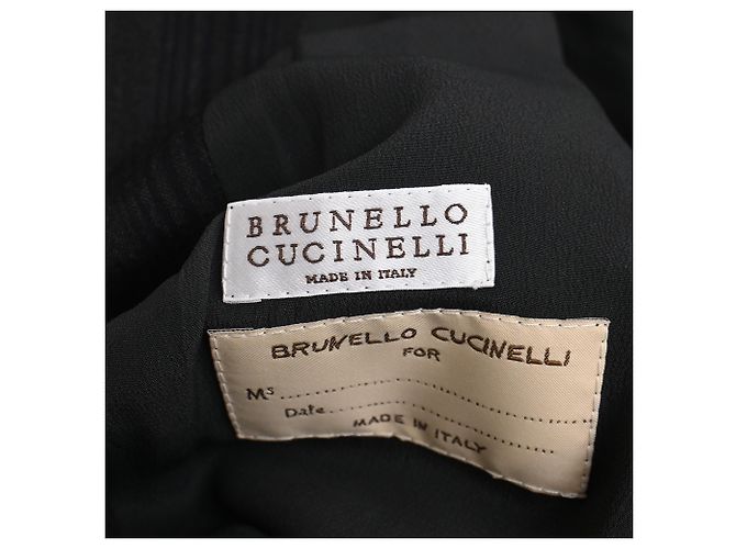 Blazer Rayé Brunello Cucinelli avec Poches en Laine Noire - vue 4