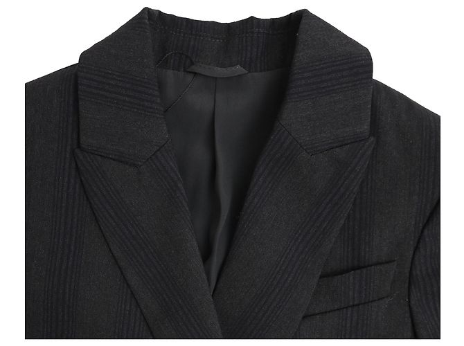 Blazer Rayé Brunello Cucinelli avec Poches en Laine Noire - vue 5
