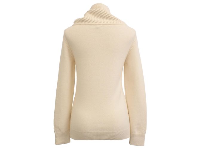 Hochgeschnittener Pullover aus cremefarbenem Kaschmir von Hermès Weiß Roh - Ansicht 3