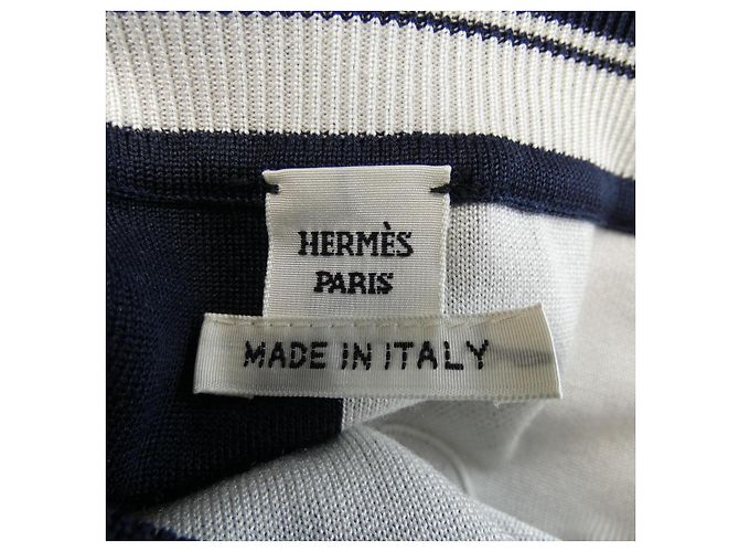 Strickwolle Hermès 34 Weiß Marineblau - Ansicht 4