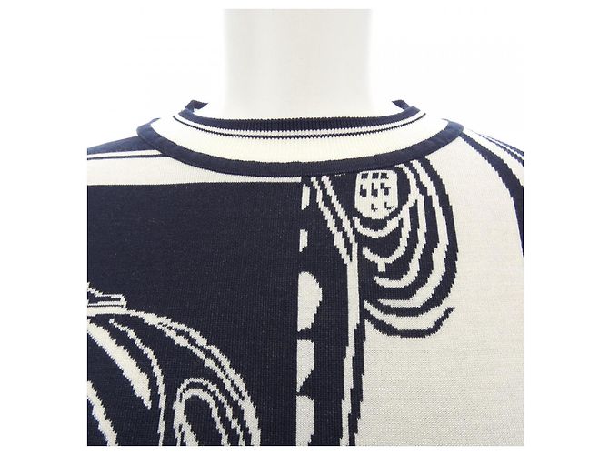 Strickwolle Hermès 34 Weiß Marineblau - Ansicht 5
