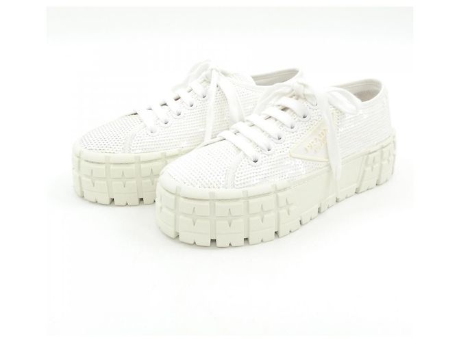 Baskets à sequins Prada 1E787M Blanc - vue 3