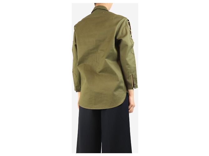Saint Laurent Camicia verde oliva con lacci - taglia UK 10 - vista 2