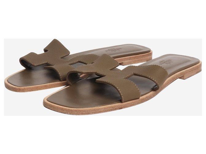 Hermès Etoupe Oran Sandalen - Größe EU 38.5 Braun - Ansicht 2