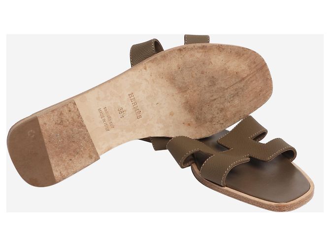 Hermès Etoupe Oran Sandalen - Größe EU 38.5 Braun - Ansicht 4