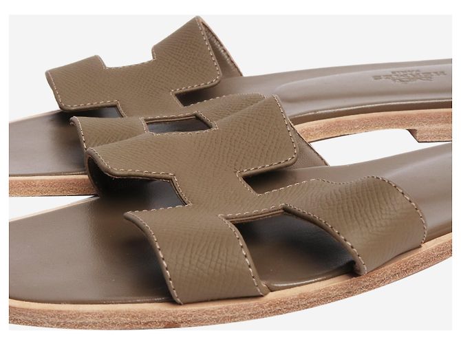 Hermès Etoupe Oran Sandalen - Größe EU 38.5 Braun - Ansicht 5
