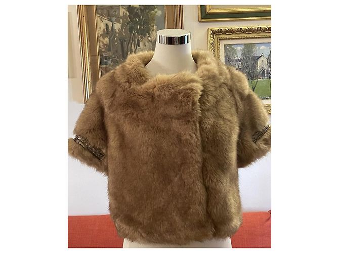 Wunderschöner Kunstpelz-Mink-Effekt-Cape PATRIZIA PEPE Beige - Ansicht 10