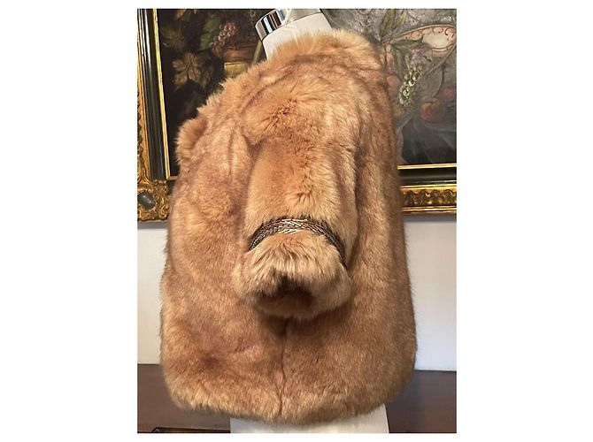 Wunderschöner Kunstpelz-Mink-Effekt-Cape PATRIZIA PEPE Beige - Ansicht 9
