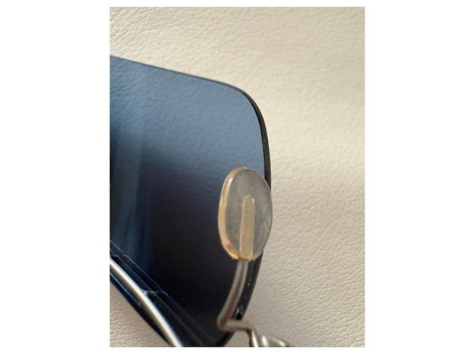Óculos de sol Chanel em metal cinza com logo CC Metálico Azul claro - vista 11