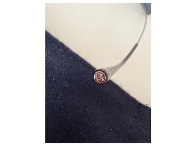 Óculos de sol Chanel em metal cinza com logo CC Metálico Azul claro - vista 19