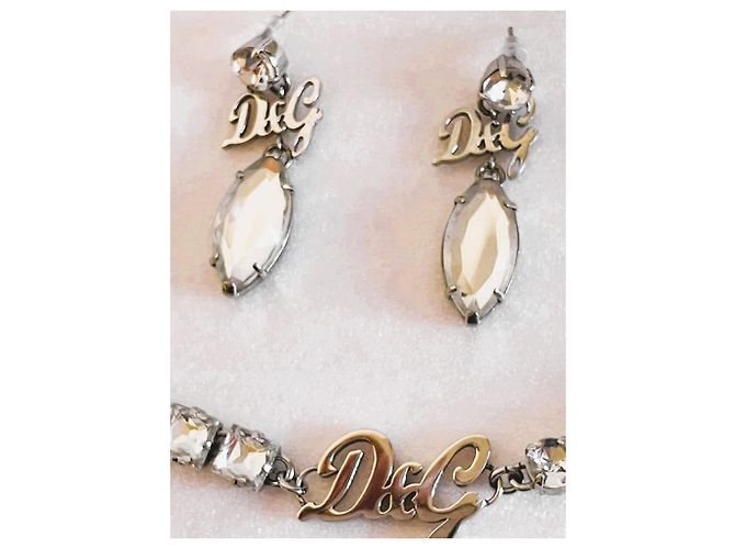 Raffinata parure DOLCE & GABBANA bracciale orecchini con cristalli Argento Bianco - vista 11
