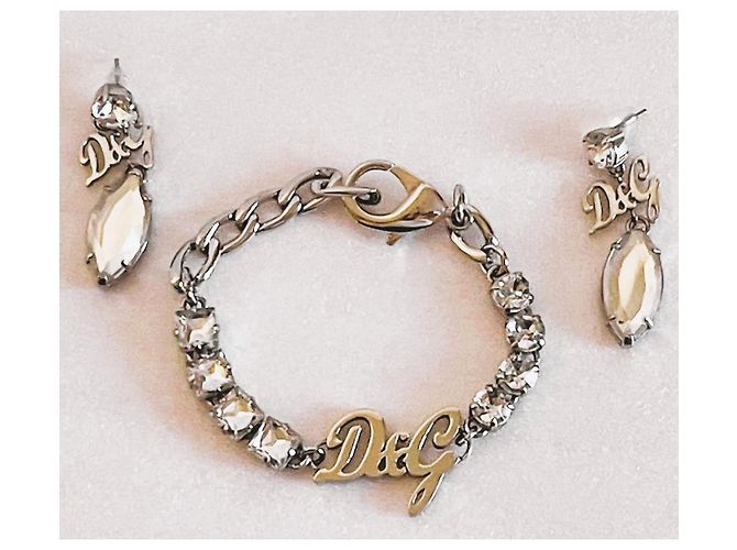 Raffinata parure DOLCE & GABBANA bracciale orecchini con cristalli Argento Bianco - vista 12