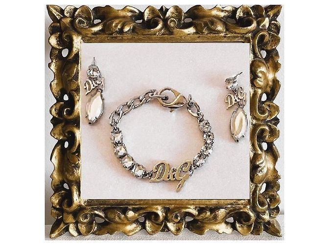 Raffinata parure DOLCE & GABBANA bracciale orecchini con cristalli Argento Bianco - vista 2