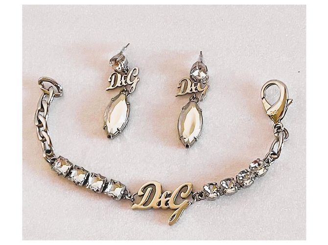 Raffinata parure DOLCE & GABBANA bracciale orecchini con cristalli Argento Bianco - vista 4
