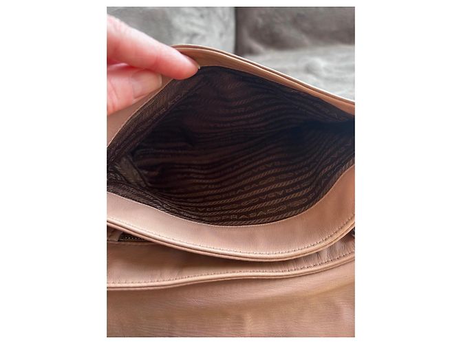 Borsa in pelle Prada Vitello Shine beige Rosa - vista 15