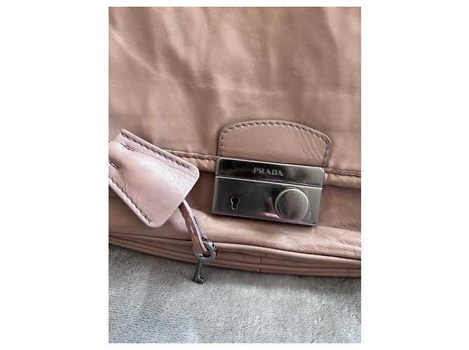 Borsa in pelle Prada Vitello Shine beige Rosa - vista 2