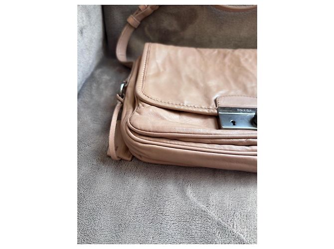 Borsa in pelle Prada Vitello Shine beige Rosa - vista 7