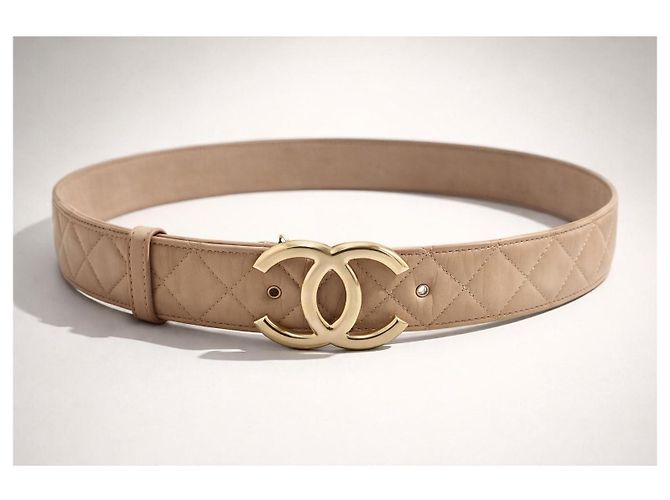 Chanel 14C Beigegoldene CC-Schnalle Gürteltasche aus Lammleder Größe 85/34 Gold hardware - Ansicht 2