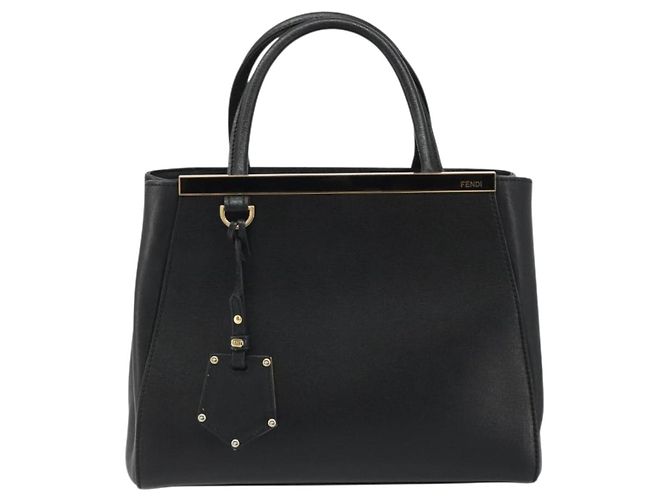 Borsa a mano FENDI 2JOURS in pelle nera e oro Auth bs34208 Nero D'oro - vista 13